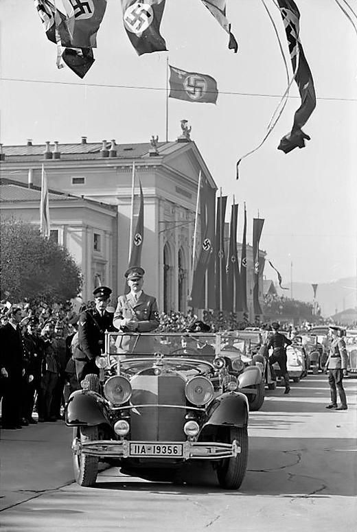 Adolf Hitler entering Graz, Austria three weeks after the Anschluss